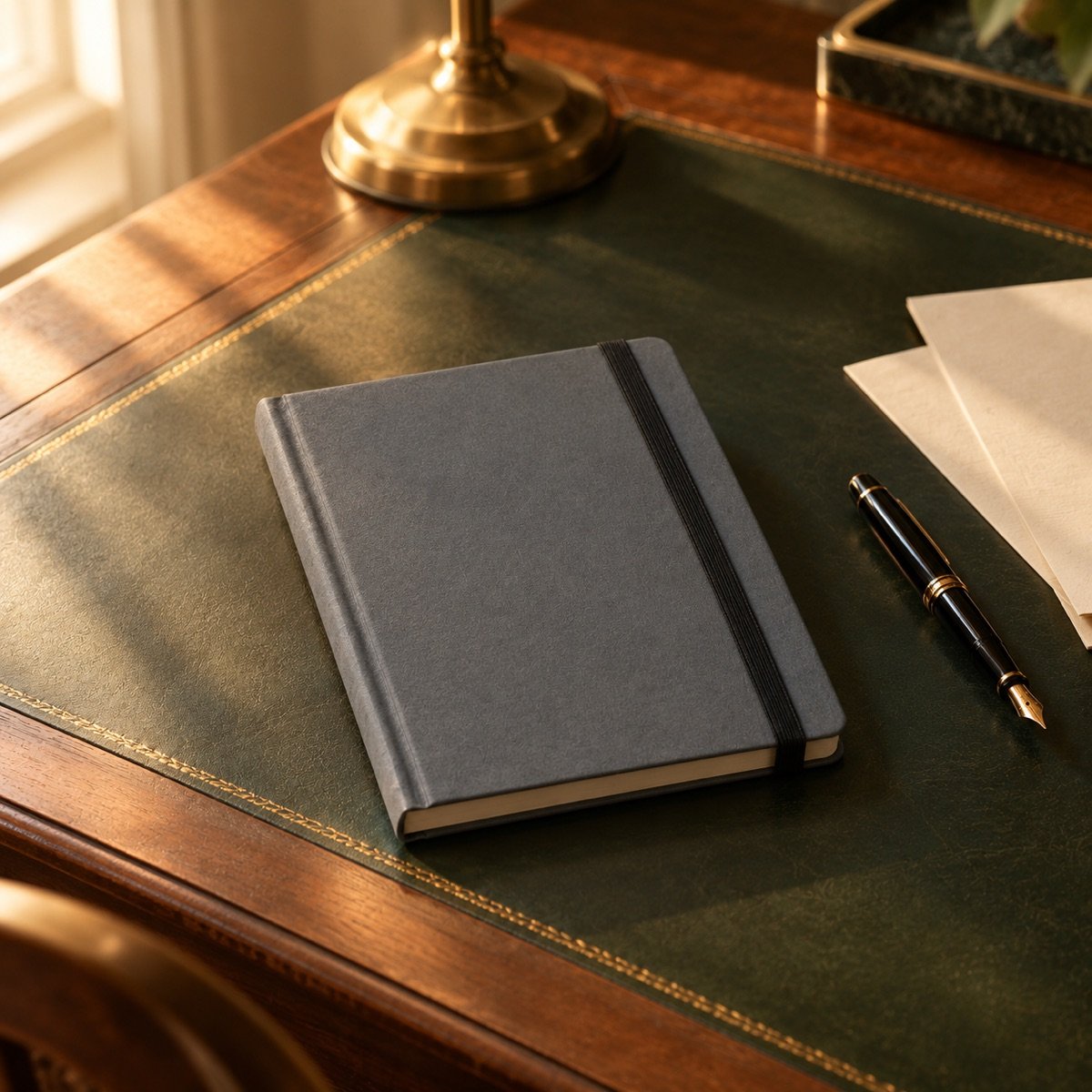 Squared Notebook A5, 5 mm Grid — on a desk