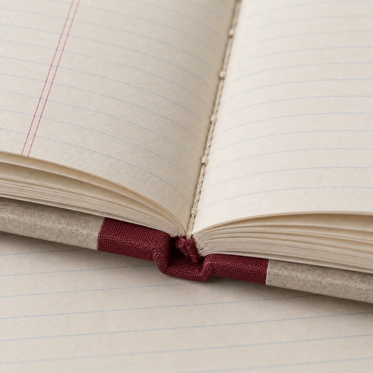 Ruled Ledger A4, Oxblood, Quarter Bound — detail