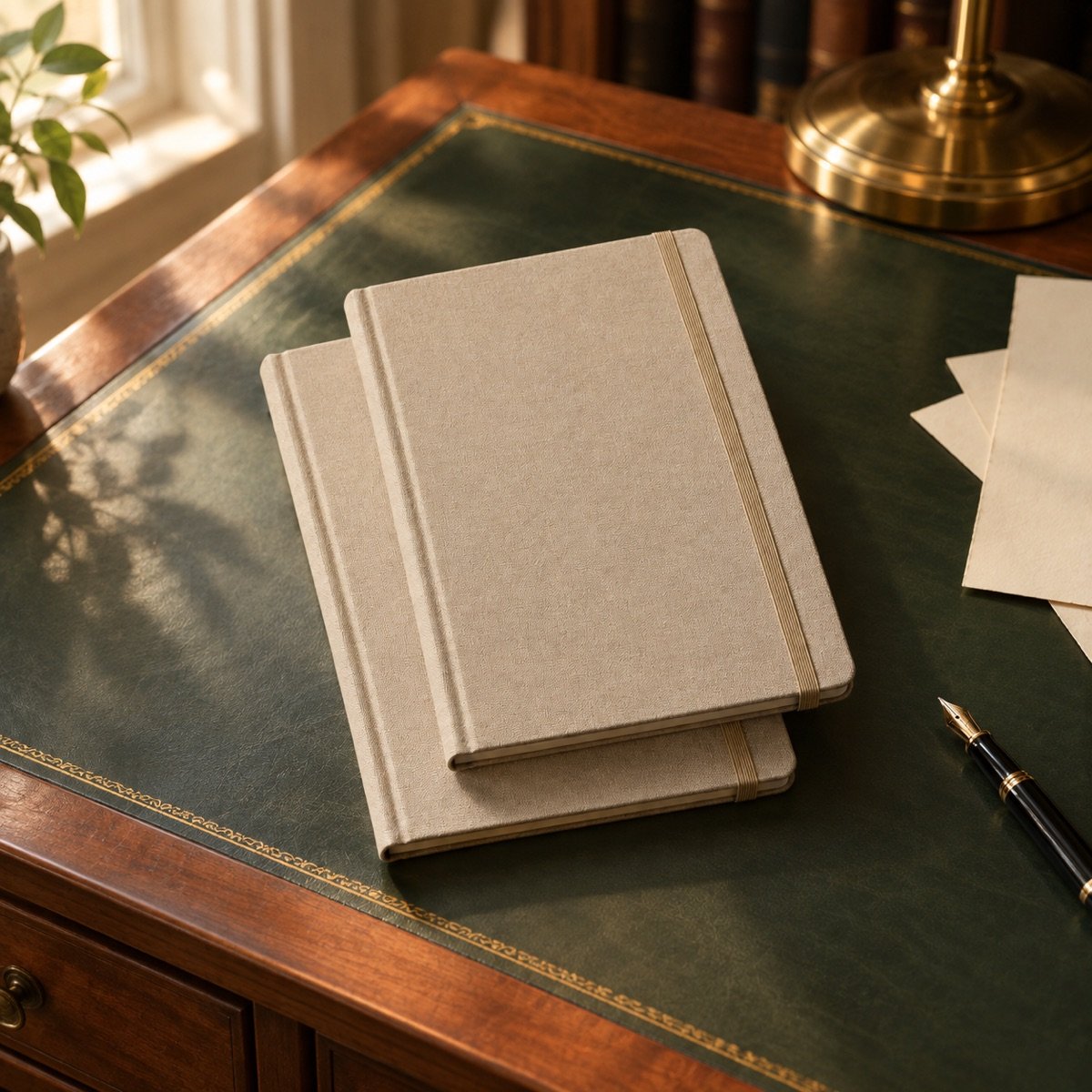 Notebook Pair A5, Squared and Ruled — on a desk
