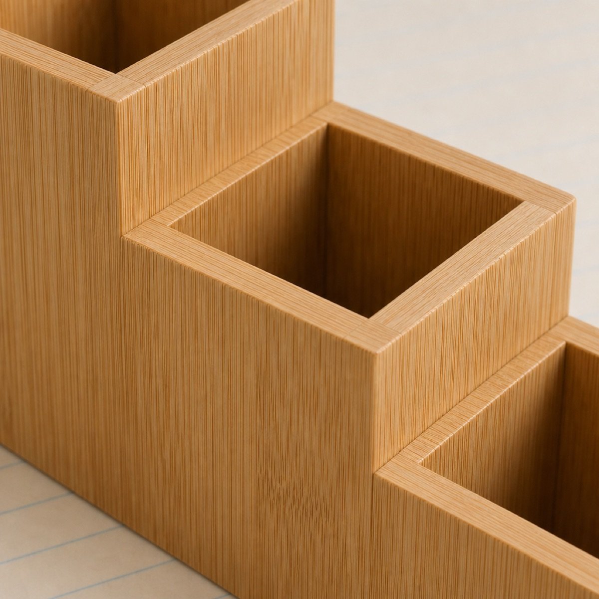 Bamboo Pen Pot, Three Section — detail
