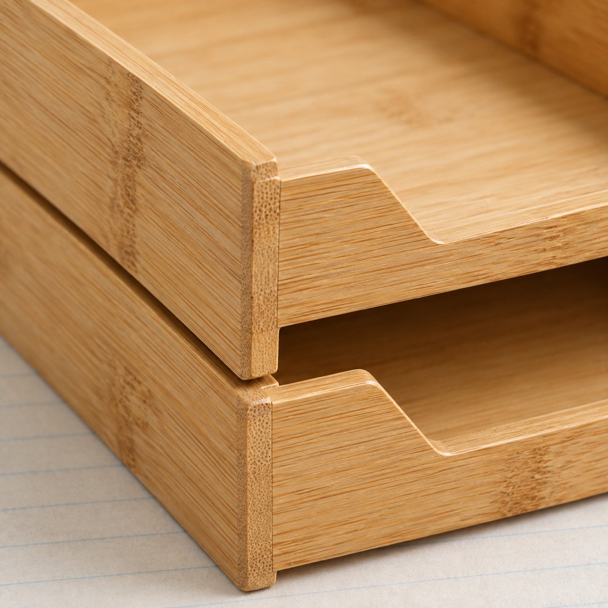 Bamboo Letter Tray, Stackable — detail
